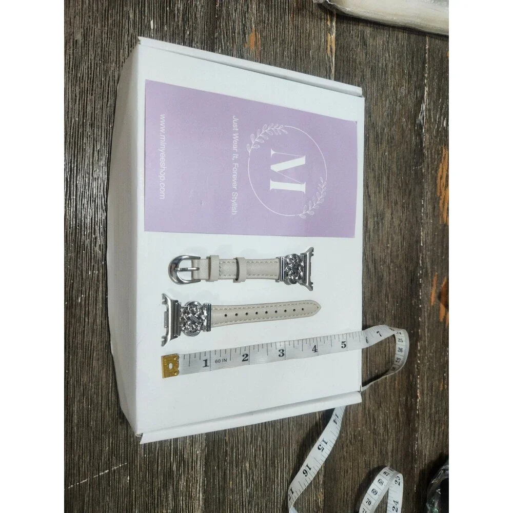 Minyee Celtic Knot Leather Strap Beige/Silver for Galaxy Watch 8